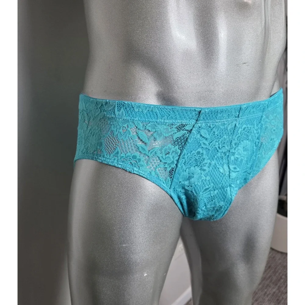 Cosabella Never‎ Say Never Mens Low Rise Brief Turquoise Floral Lace Teal